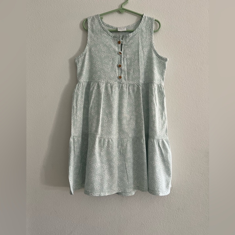 Green Tiered Sleeveless Sundress Casual